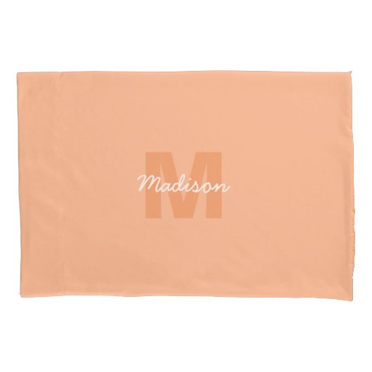 Housse D'oreillers Couleur pêche pastel cool avec nom de monogramme p (devant)