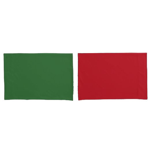 Housse D'oreillers Couleur rouge et verte (devant-Set)