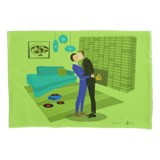 Housse D'oreillers Couple gay rétro dans l'amour (devant)