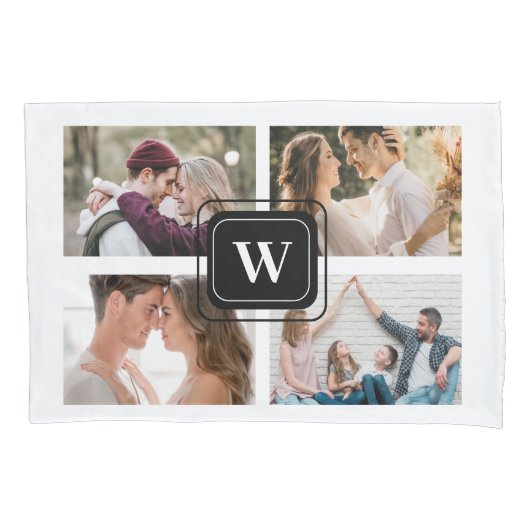 Housse D'oreillers Couples Initiales 4 Photo Monogramme Coussin Coque (devant)