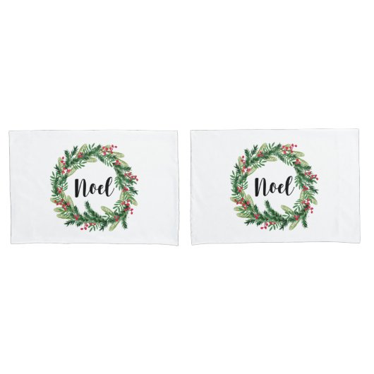 Housse D'oreillers Courbe d'aquarelle de Noël (devant-Set)