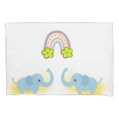 Housse D'oreillers Coussin Coque Blanc Bleu Eléphant Floral (devant)