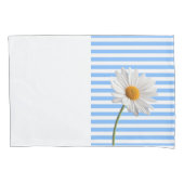 Housse D'oreillers Coussin Coque Bleu et Blanc Stripe Daisy (devant)
