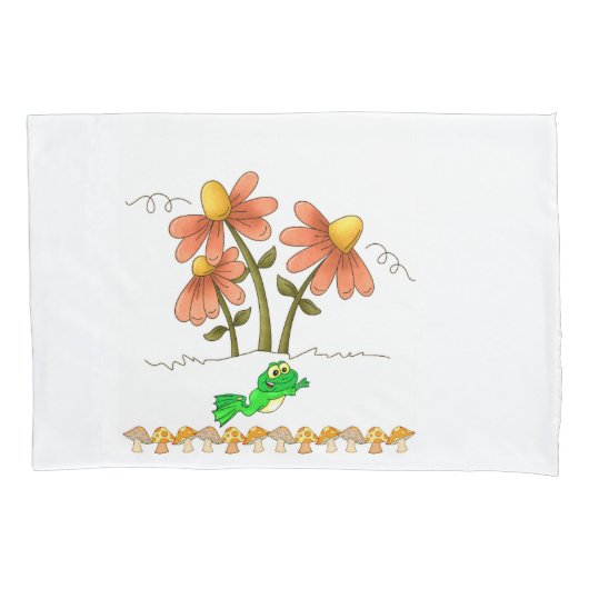 Housse D'oreillers Coussin Coque Grenouille blanche Champignons Flora (devant)