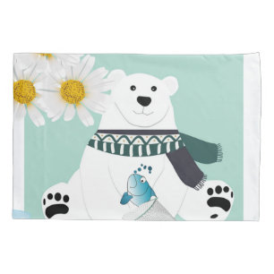 Housse D'oreillers Coussin Coque Ours polaire Poisson Daisy Floral