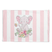 Housse D'oreillers Coussin Coque rose rayure Eléphant Floral (Dos)
