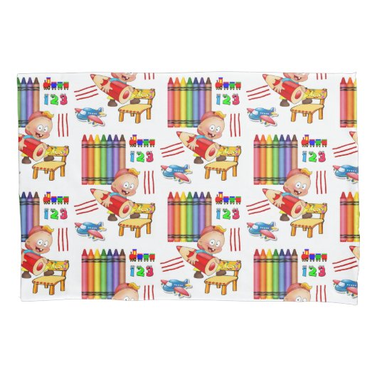 Housse D'oreillers Coussin Coque Trains Crayons Nombre Avion (devant)