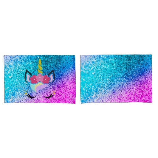 Housse D'oreillers Coussin de Parties scintillant Unicorn Ombre perso (devant-Set)