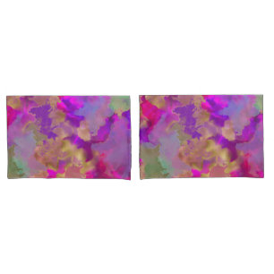 Housse D'oreillers Coussin d'encre rose, violet, vert en marbre