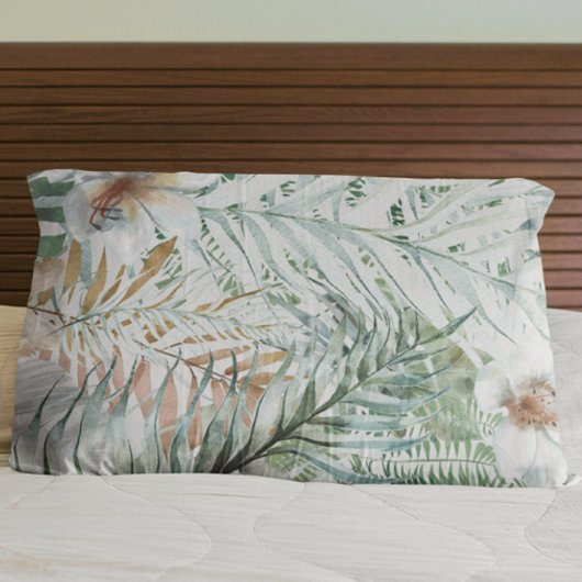 Housse D'oreillers Coussin Feuille d'aquarelle Tropical Coque