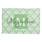 Housse D'oreillers Coussin Sage Green Damask Coque avec Monogram (Dos)