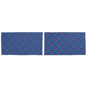 Housse D'oreillers Couvercles de Pillowcase - Tartan bleu rose violet