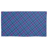 Housse D'oreillers Couvercles de Pillowcase - Tartan bleu rose violet (devant-gauche)