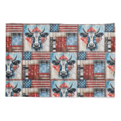 Housse D'oreillers Cow American Flag Folk Art (Dos)