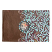 Housse D'oreillers cowboy brun turquoise de l'ouest motif (Dos-gauche)