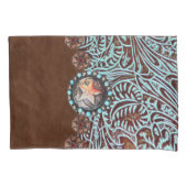 Housse D'oreillers cowboy brun turquoise de l'ouest motif (devant-gauche)