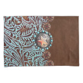 Housse D'oreillers cowboy brun turquoise de l'ouest motif (devant-Droit)