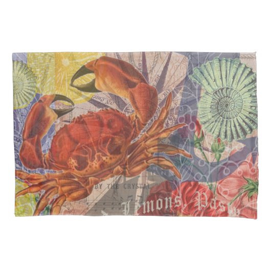Housse D'oreillers Crabe Plage Nautique Art de la mer (devant)