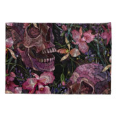 Housse D'oreillers Crâne brodé : Motif gothique de l'orchidée (Dos)