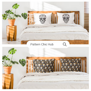 Housse D'oreillers Crâne jaune blanc sucre Horreur moderne