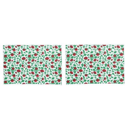 Housse D'oreillers Crânes et roses de Frida Kahlo | (devant-Set)