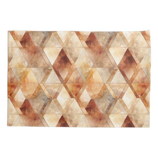 Housse D'oreillers Crème Bourgogne Rouge Triangles Or Noël (Dos-gauche)