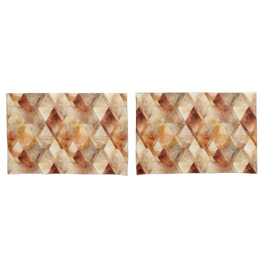 Housse D'oreillers Crème Bourgogne Rouge Triangles Or Noël (devant-Set)