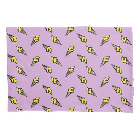 Housse D'oreillers Crème glacée jaune sur violet (devant)