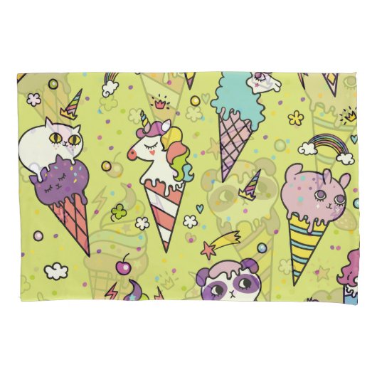 Housse D'oreillers Crème glacée Pop Cute : Motif animal (devant)