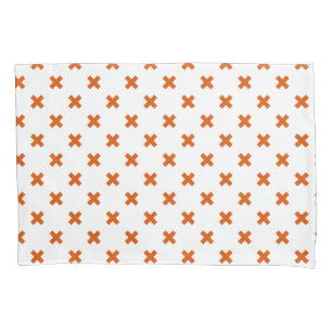 Housse D'oreillers Crochets orange sur blanc
