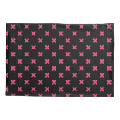 Housse D'oreillers Crochis Fuchsia sur noir (Dos)