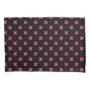 Housse D'oreillers Crochis Fuchsia sur noir