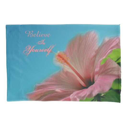 Housse D'oreillers Croire Hibiscus Flower Inspirational Citation  (devant)