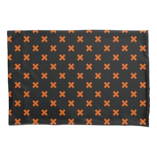 Housse D'oreillers Croix orange sur le noir (devant)