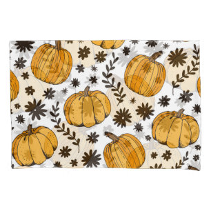 Housse D'oreillers Croquis citrouilles : motif sans couture dessiné à