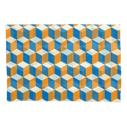 Housse D'oreillers Cubes isométriques rétro, illusion géométrique (devant)