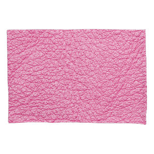 Housse D'oreillers Cuir rose gros plan, arrière - plan texturé.