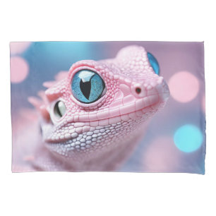 Housse D'oreillers Cuisine Petit Lézard Rose aux Grands Yeux Bleus