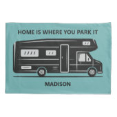 Housse D'oreillers Custom name, text & color Camper Van (Dos)