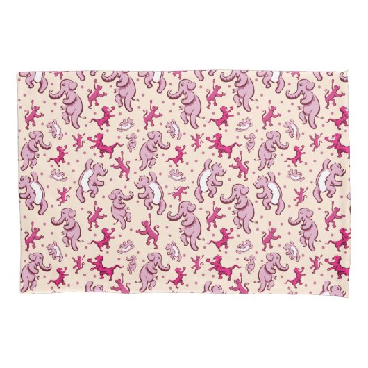 Housse D'oreillers Cute Animaux Danse Rose Nom du Motif (devant-gauche)
