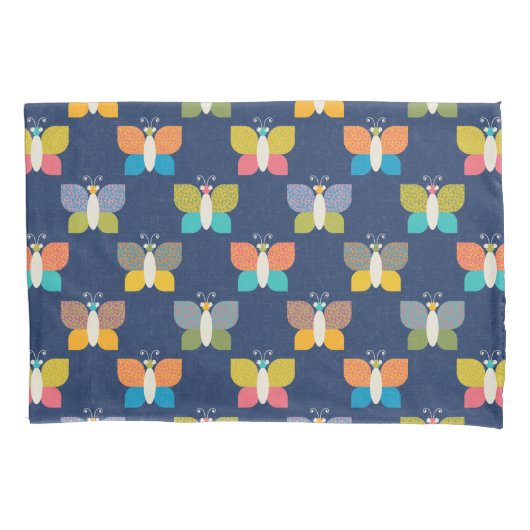 Housse D'oreillers Cute Butterfly Pattern on Blue (devant)
