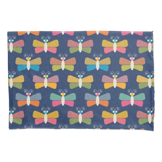 Housse D'oreillers Cute Butterfly Pattern on Blue (devant)