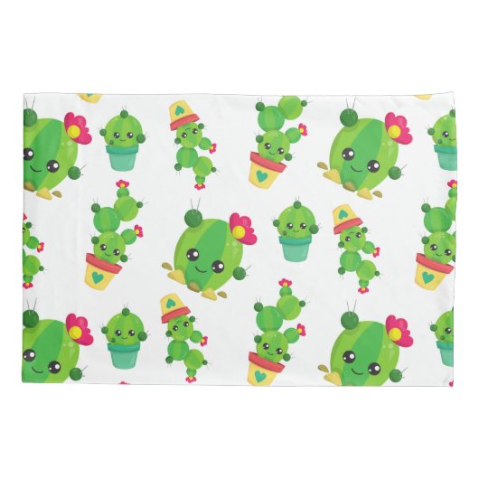 Housse D'oreillers Cute Cactus, Green Cactus, Motif Cactus (Dos)