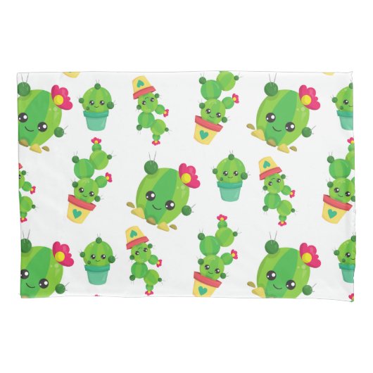 Housse D'oreillers Cute Cactus, Green Cactus, Motif Cactus (devant)