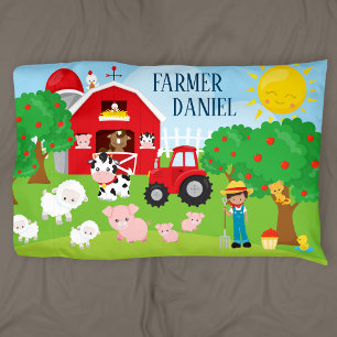 Housse D'oreillers Cute Cartoon Barnyard Animaux, Fermier et tracteur