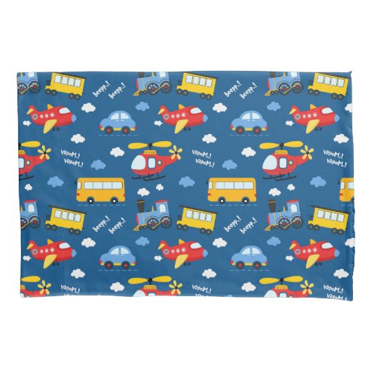 Housse D'oreillers Cute Cartoon Vehicles Pattern  (devant)