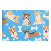 Housse D'oreillers Cute Corgi Motif bleu (Dos)