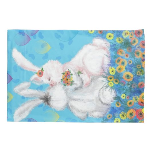 Housse D'oreillers Cute Couple Bunny Coussin Coque (Dos)