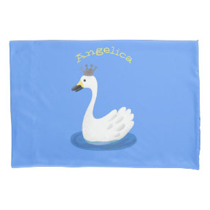 Housse D'oreillers Cute cygne blanc avec dessin de la couronne