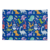 Housse D'oreillers Cute Dinosaur Motif sur Blue | (Dos)